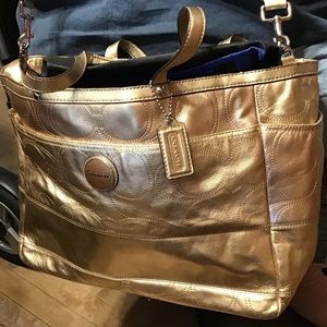 Glam Gold Coach Purse Tote